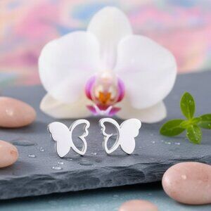 18K Gold Plated Stainless Steel Butterfly Stud Minimalist Trendy Earrings